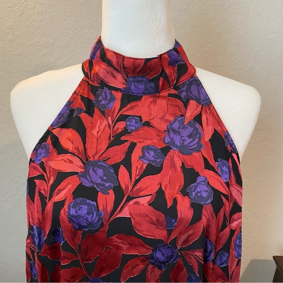 Worthington Floral Halter Neck Top - Red and Purple - Picture 2 of 14